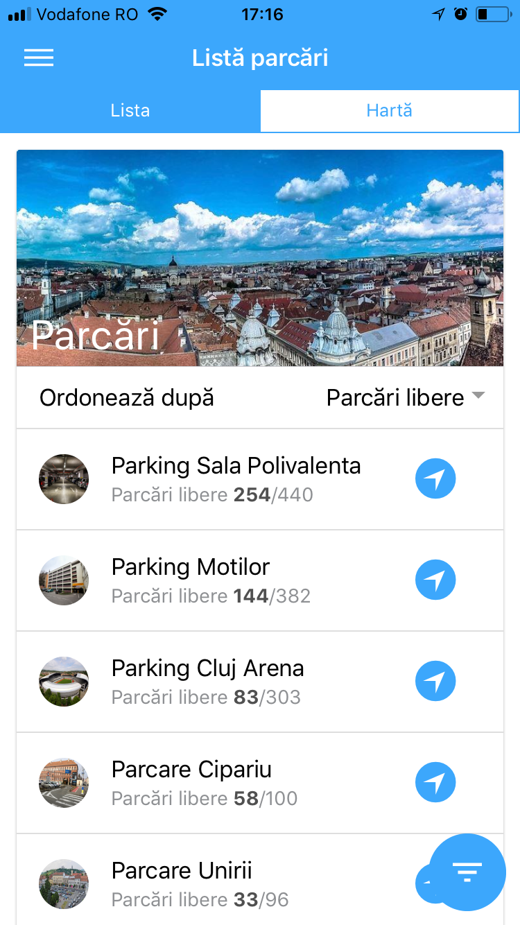 Aplicația Cluj Parking.