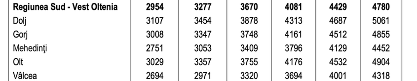 Posibila evoluție a salariului mediu net în județele din Regiunea Sud-Vest Oltenia, conform datelor furnizate de Comisia Națională de Strategie și Prognoză în ianuarie 2023.