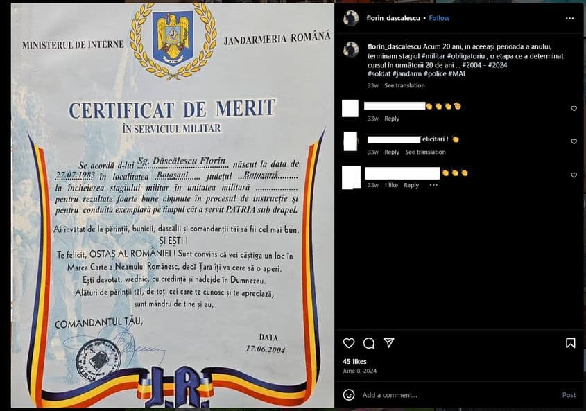 Dăscălescu a fost premiat în repetate rânduri de autorități. Captură foto via Instagram