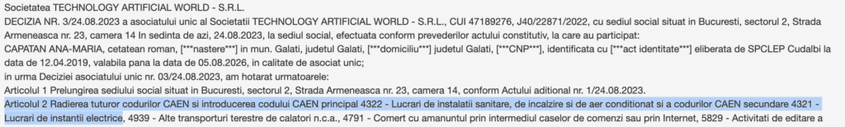 Extras din istoricul firmei, disponibil în platforma listafirme.ro