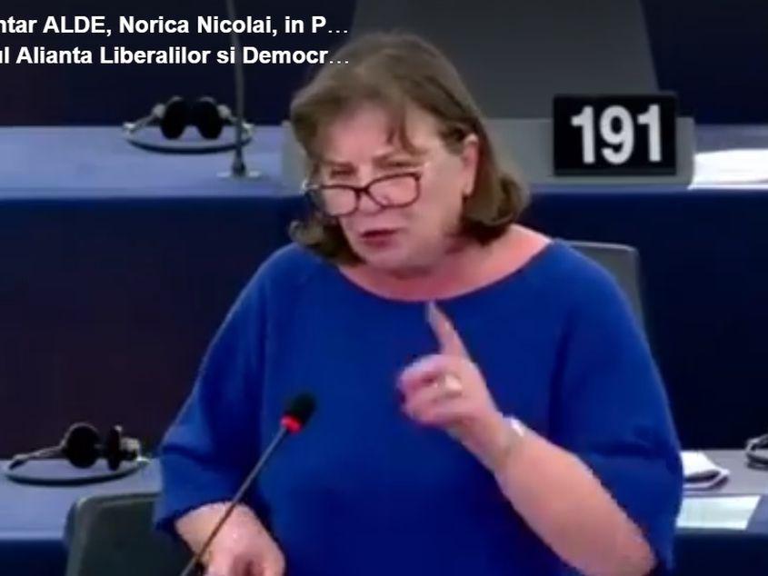 Norica Nicolai s-a remarcat prin discursul vehement împotriva comisarului Věra Jourová. Captură video