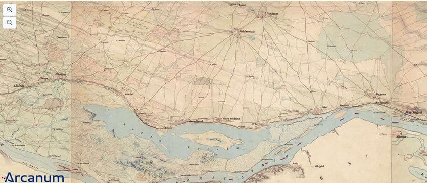 Hartă veche a Lacului Potelu. Captură foto via Arcanum