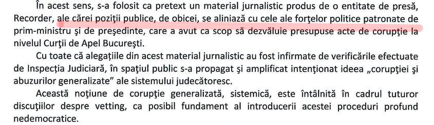 Captură din documentul CSM