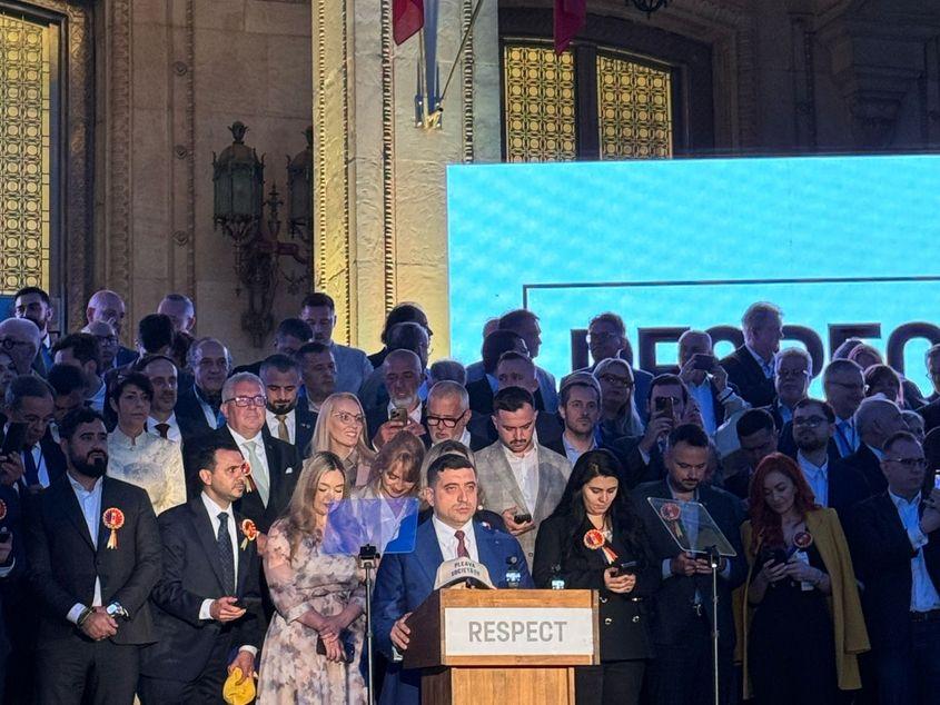 George Simion la declarații. Foto: PressOne