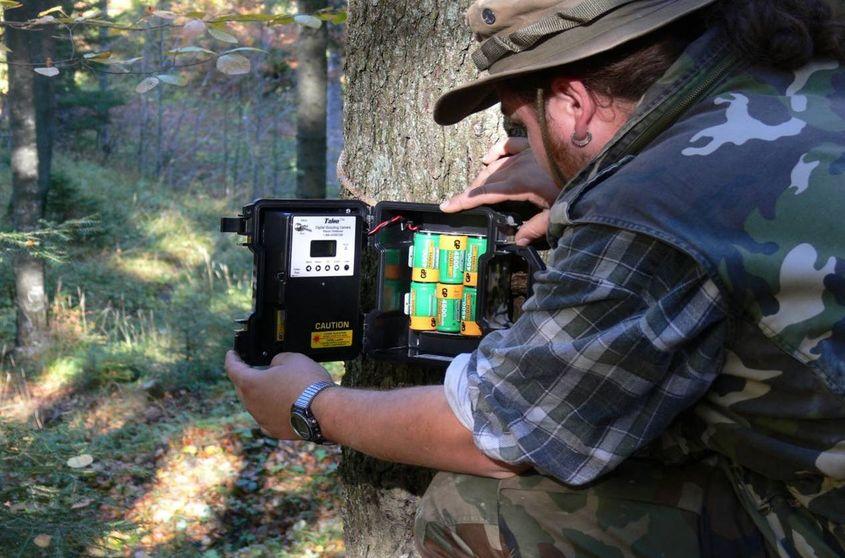 Asociația pentru Conservarea Diversității Biologice / montarea unei camere cu senzori pentru monitorizarea urșilor. Sursa: ACDB