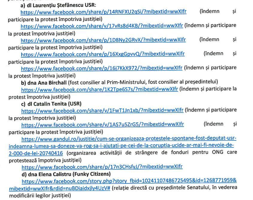 O parte din postările de Facebook monitorizate de CSM. Foto: captură din documentul CSM