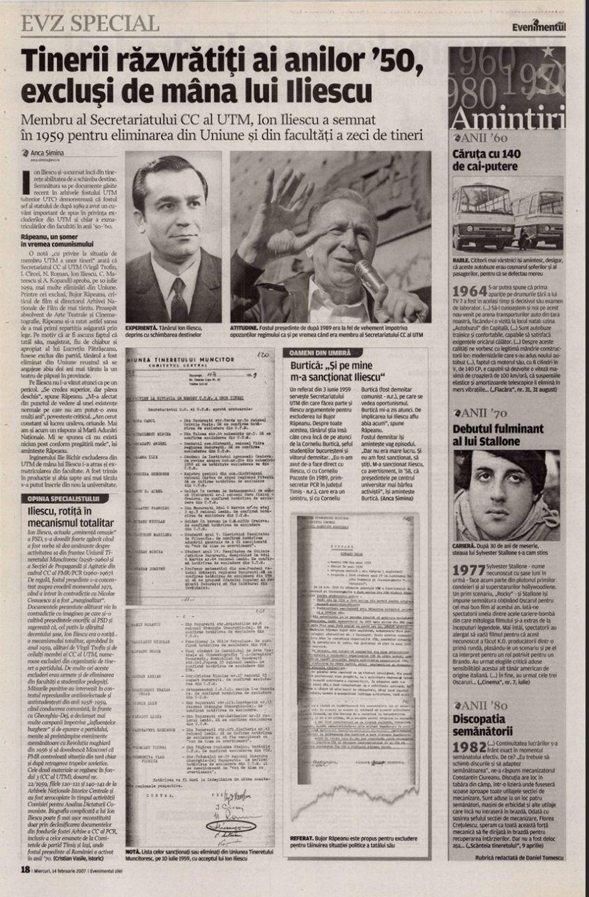 Articol apărut în anul 2007 în cotidianul Evenimentul Zilei.