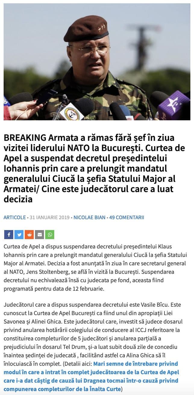 Captură de ecran a articolului publicat de G4media.ro în 2019