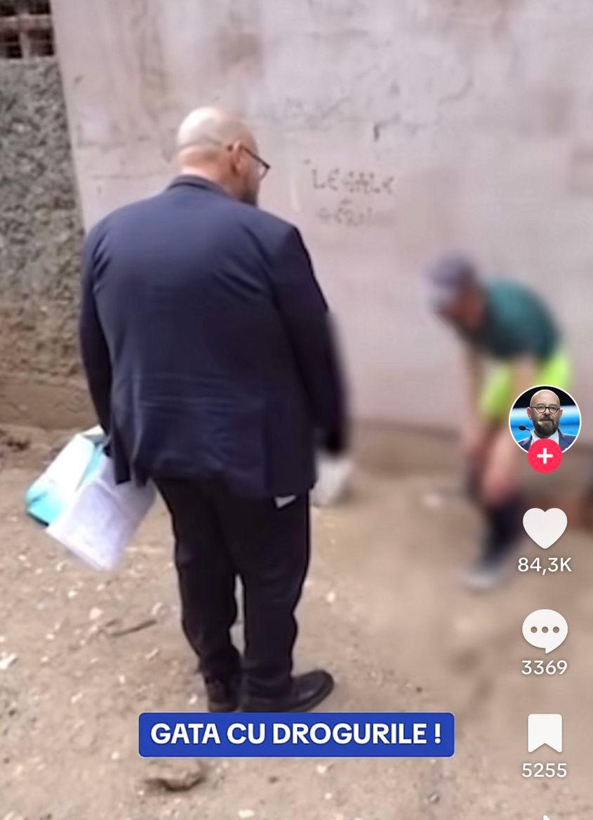 Cristian Popescu Piedone acționează greșit în raport cu consumatorii de droguri. Foto: captură din videoclipul postat pe Tik Tok