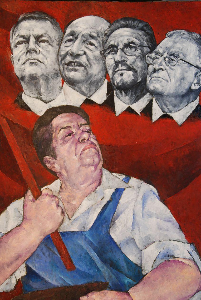 Marilena Murariu și-a făcut autoportretul pe afișul expoziției.