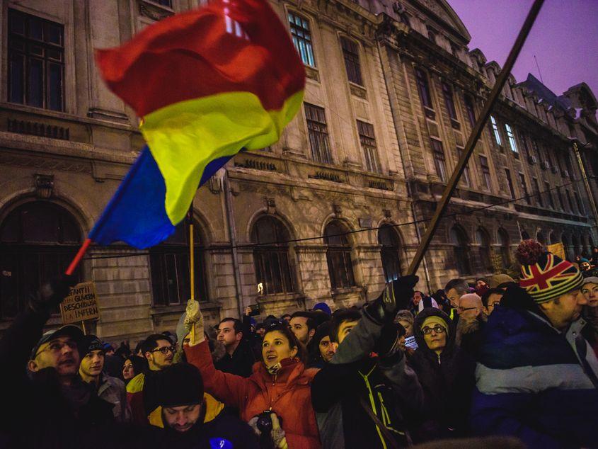 Marș împotriva OUG 13. 23 ianuarie 2017. Piața Universității, București. Foto: Ioana Epure