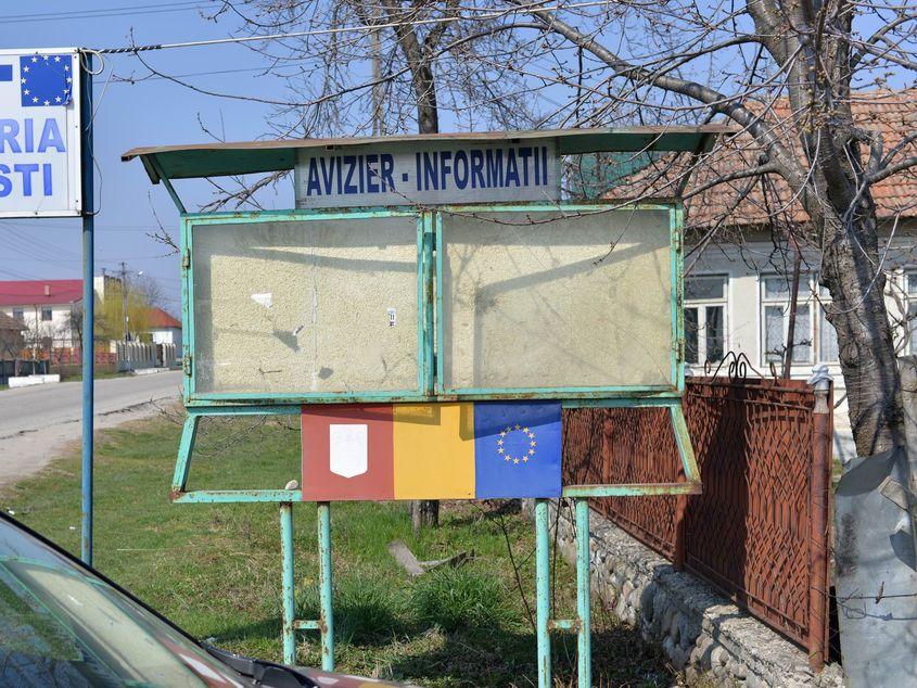 Avizier comunal cu informații de interes public. Foto: Lucian Muntean