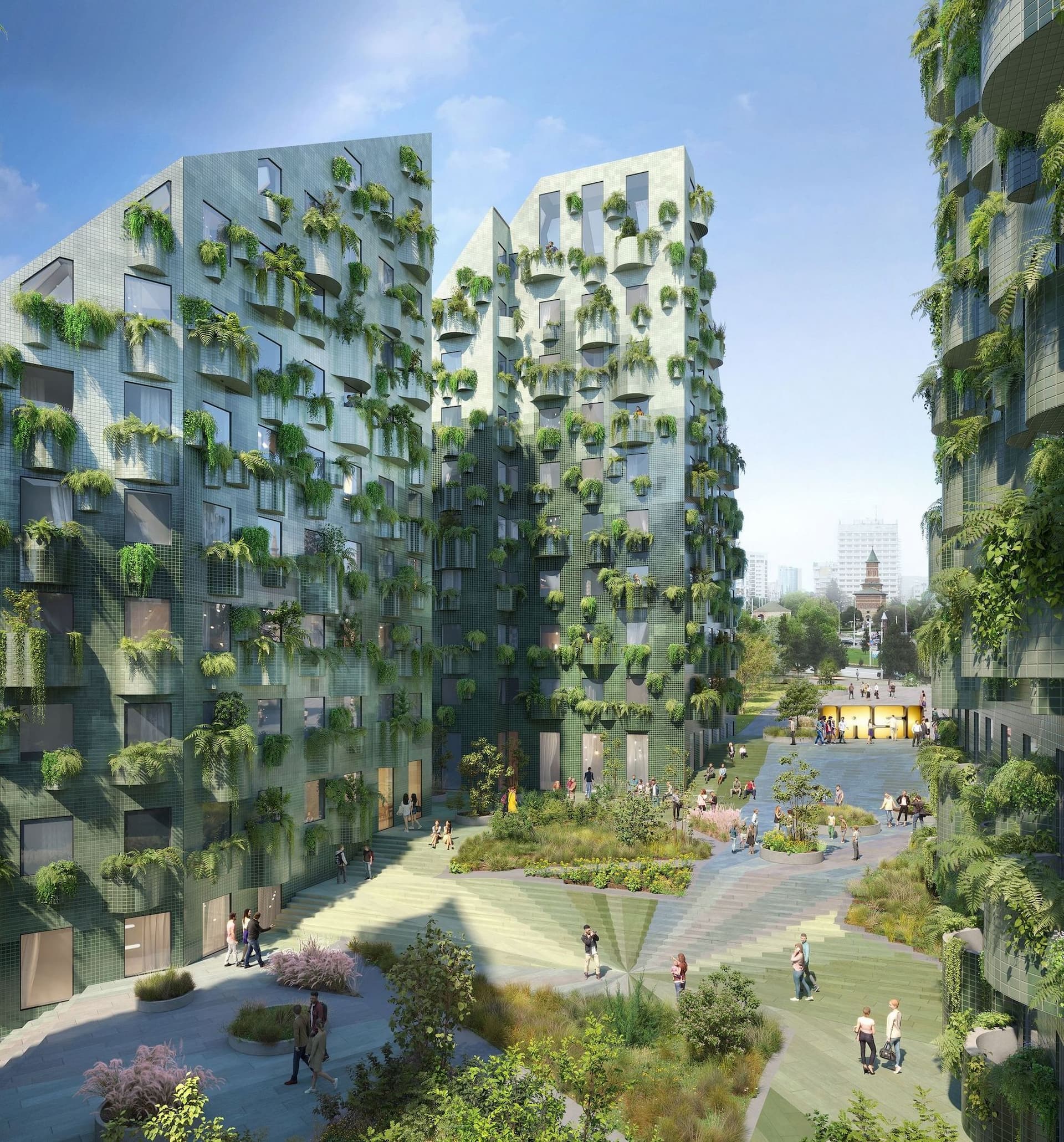 Clădirile MVDRV făceau loc unui spațiu pietonal care coboară treptat spre râu și lasă vederi ample asupra monumentelor istorice din zonă