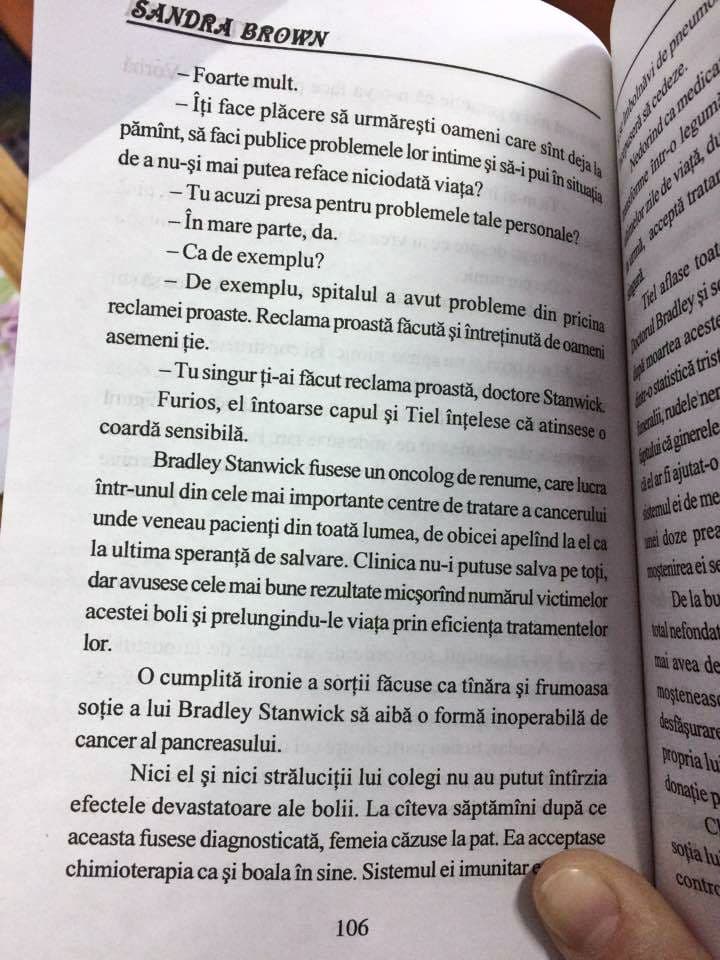 Fragment din Situație limită, de Sandra Brown.