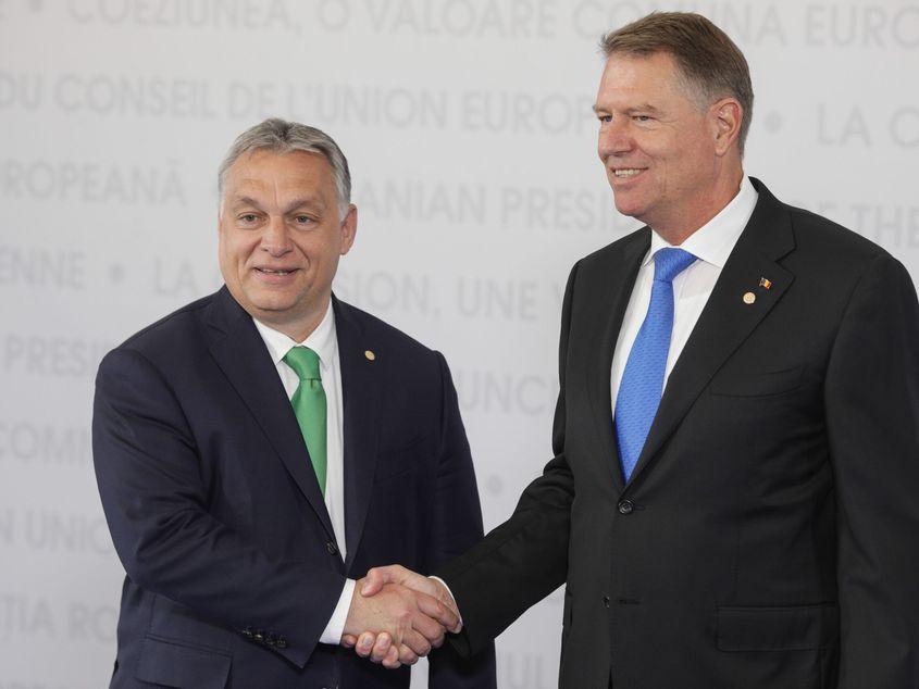 Hungarian Prime Minister Viktor Orban is welcomed by Klaus Iohannis in Sibiu where the Informal Summit of European leaders is taking place, Thursday, May 9, 2019. Inquam Photos/Octav Ganea