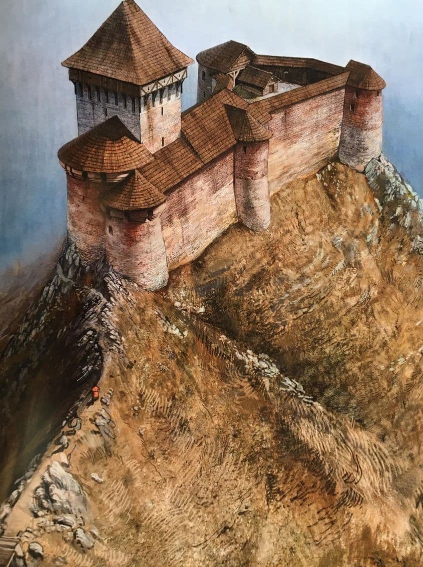 Reconstituirea Castelului Poienari. Ilustrație de Radu Oltean (c)