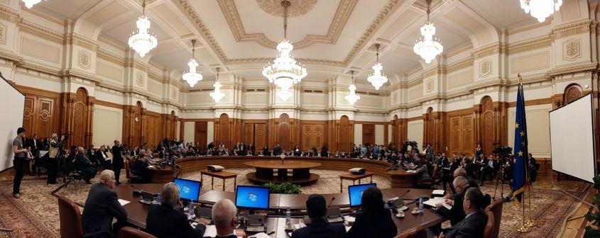 Sala în care a fost audiat ministrul Justiției, Florin Iordache.