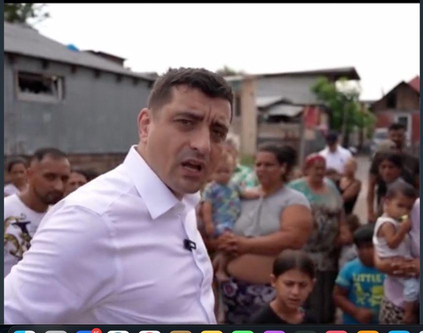 George Simion în campanie la Pata Rât, captură foto din filmarea candidatului de pe Tik Tok.