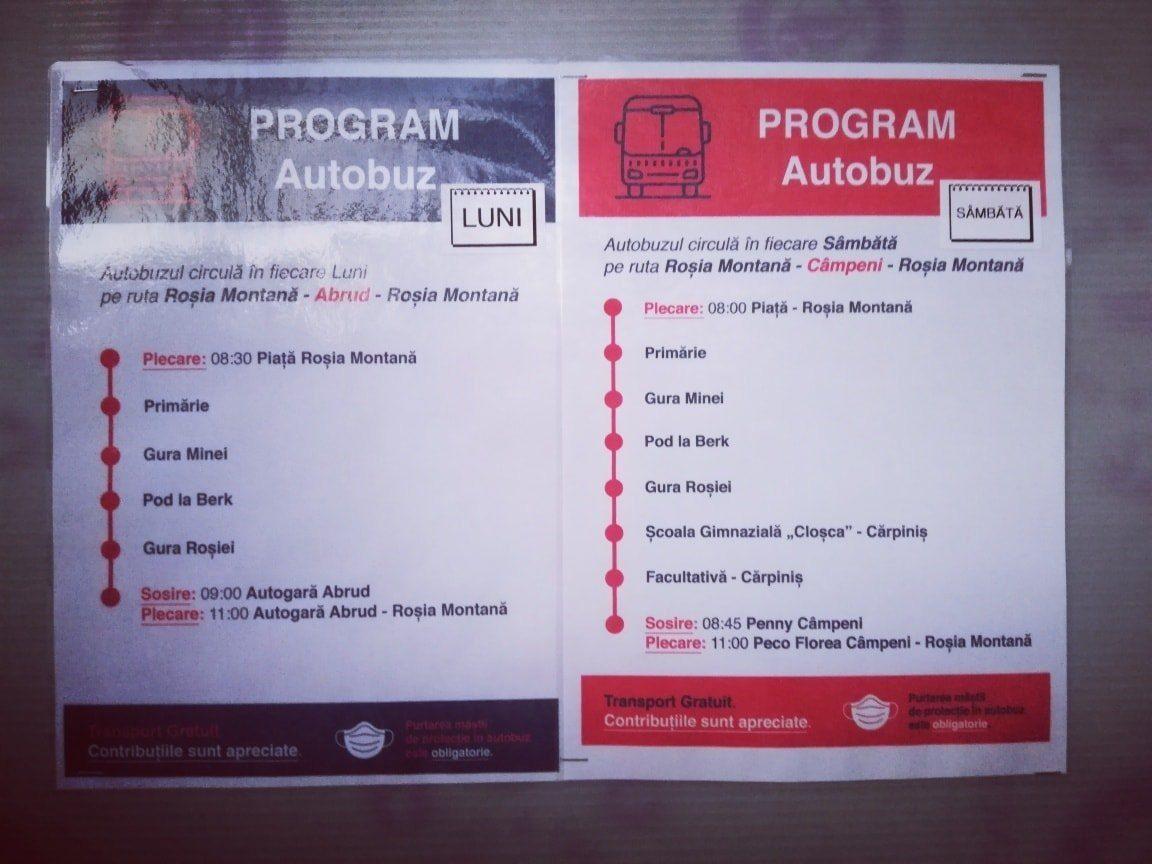 Programul autobuzelor lui Tică Darie. Foto: Facebook Tică Darie