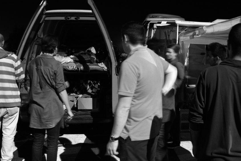 Voluntarii timişoreni la Horgos. FOTO: Oana Taloș.