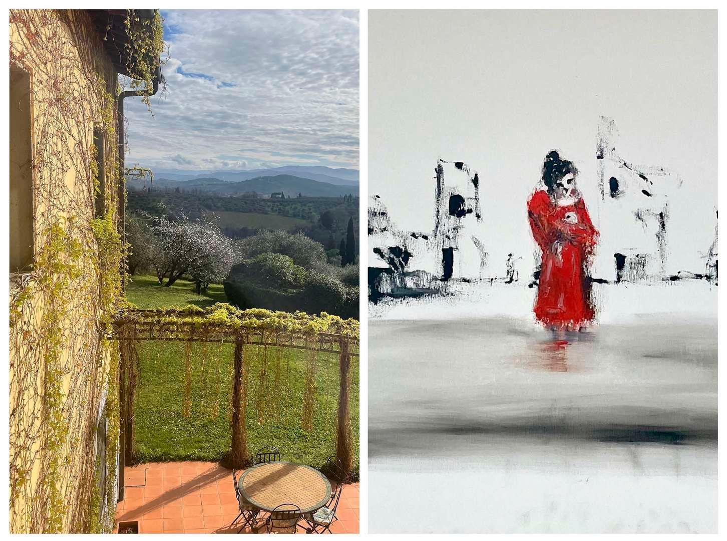 Dimineață cu un colț din ferma lui Filipo și un detaliu cu Masabo într-unul din tablourile lui