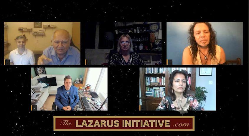 Colceag (stânga sus) își prezintă descoperirile „epocale” într-un dialog cu extremistul britanic Sacha Stone (dreapta sus). Captură foto via Youtube