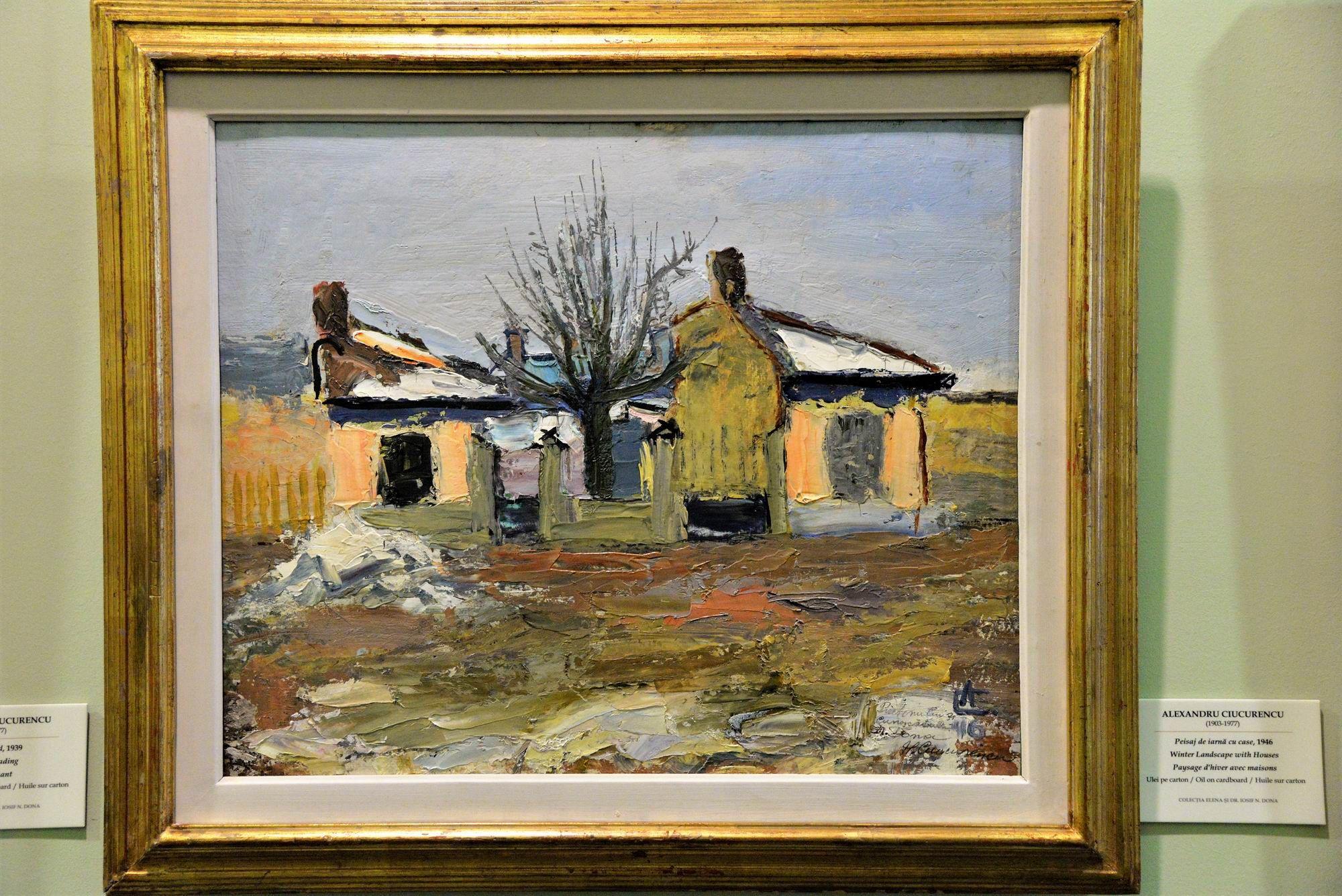 Alexandru Ciucurencu (1903-1977): "Peisaj de iarnă cu case", 1946, Colecția Dona.