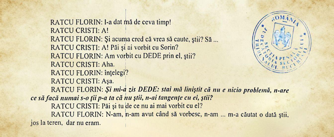 În interceptările din dosarul din instanță Dede apare menționat de mai multe ori în discuțiile dintre martori și rudele lui Sorin Raiciu. Colaj foto: Dosar instanță