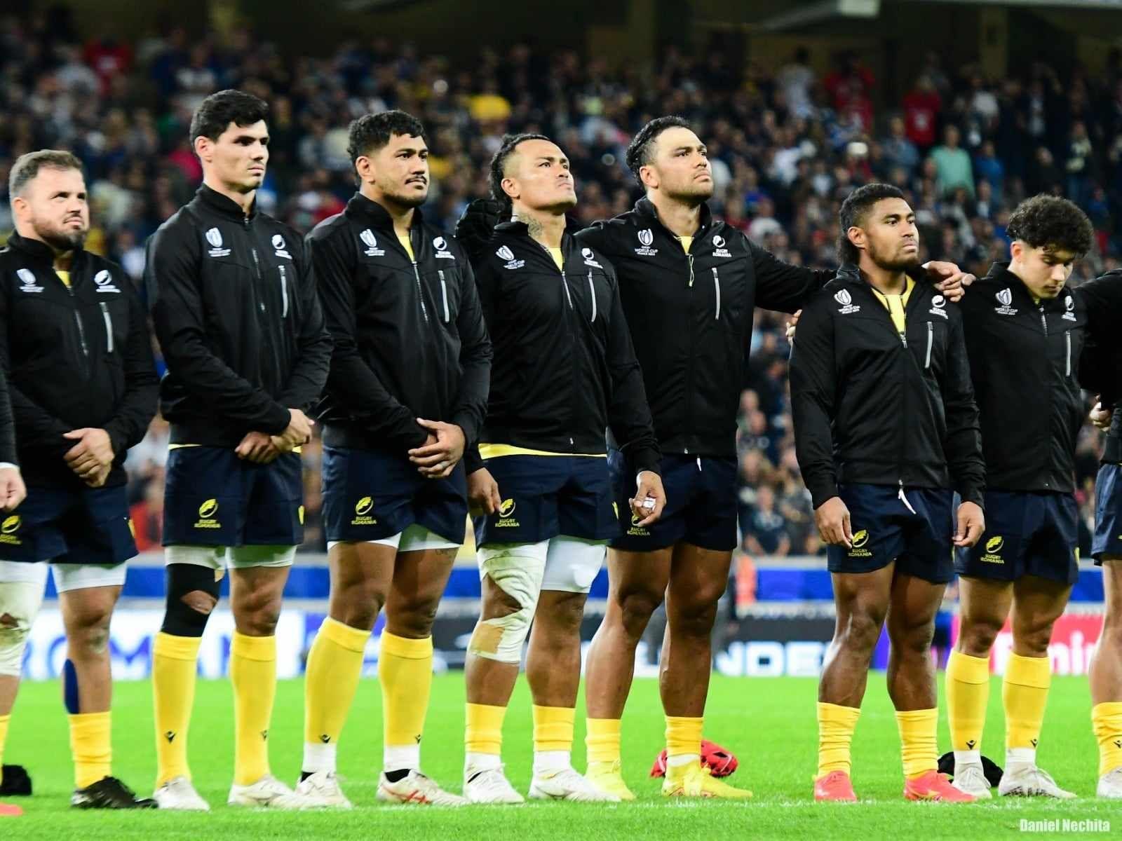 Echipa de rugby a României, înaintea partidei cu Scoția de la RWC. Foto: Daniel Nechita