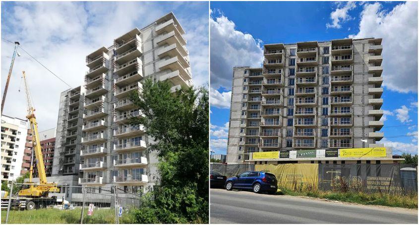 <em>Stadiul blocului din Prelungirea Ghencea în 2022 (stânga) și 2024 (dreapta). Foto: FCDL (stânga), DGASMB (dreapta)</em>