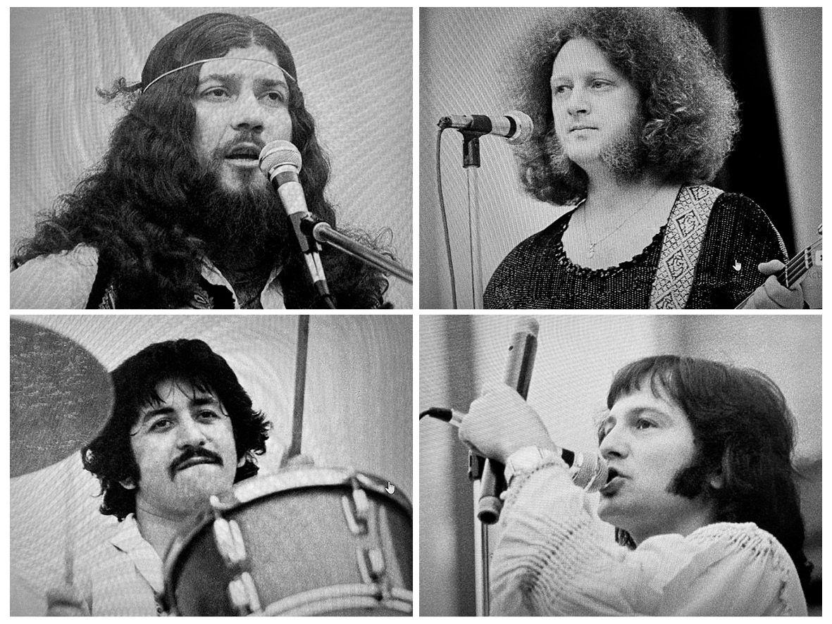 Colaj după o captură de ecran. Sursa - fotografiile lui Victor Boldâr de la ultimul concert Phoenix 1977. Covaci / Kappl / Țăndărică / Baniciu.