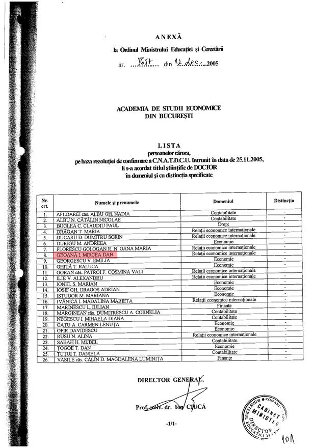 Mircea Geoană și-a dobândit oficial titlul de doctor la 21.11.2005