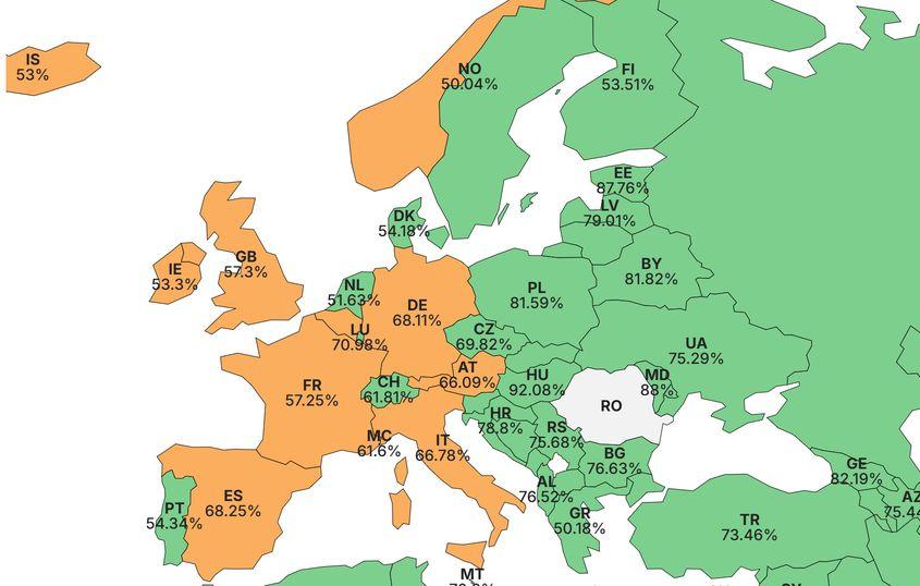 Rezultatul votului în țările Europene: Nicușor Dan câștigă în România, Republica Moldova și alte câteva țări europene, George Simion domină în rest. Sursa: AEP