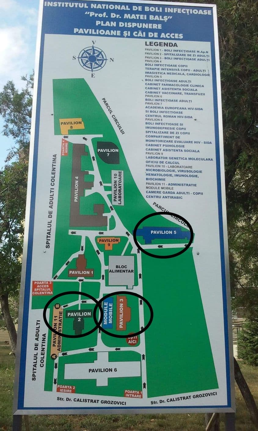 Pavilioanele 2 și 3 sunt la distanță considerabilă de pavilionul 5, în clădiri diferite, și nu au fost afectate de incendiu.