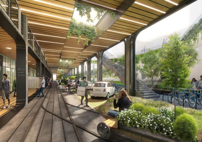 Proiectul Seun City: transportul de marfă se face prin subteran, prin laterala zonelor comerciale.