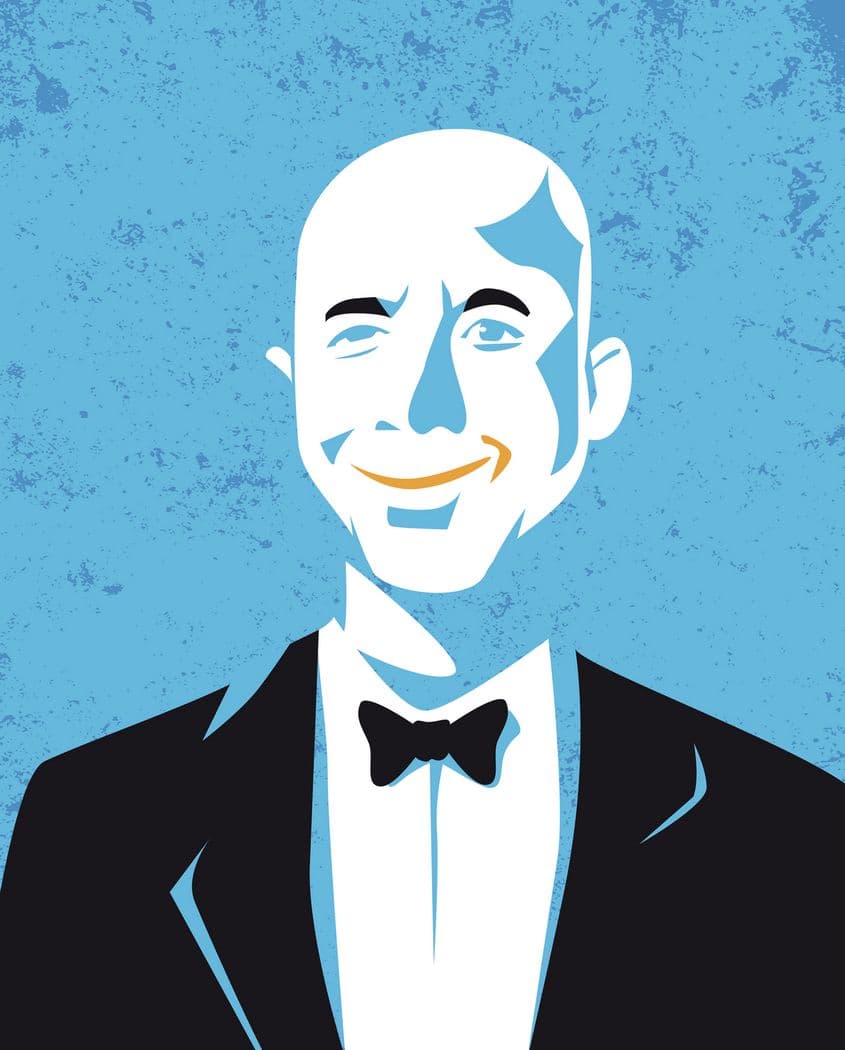 Jeff Bezos, patronul Amazon, s-a aflat deseori pe un curs de coliziune cu Trump. <br>Ilustrație de © Mariobread | <a target="_blank" rel="noreferrer noopener" href="https://www.dreamstime.com" target="_blank">Dreamstime.com</a>