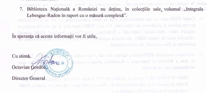 Fragment din răspunsul BN la solicitarea PressOne.