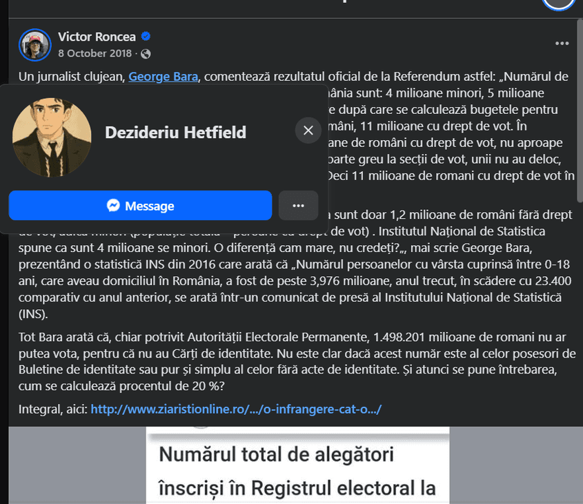 În 2018, când era citat de alți jurnaliști extremiști, George Bara făcea deja parte din acționariatul Zetta Critical AI. Captură de ecran via Facebook