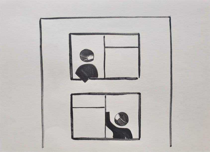 Izolarea socială pune o presiune psihică suplimentară. Ilustrație Lucian Muntean