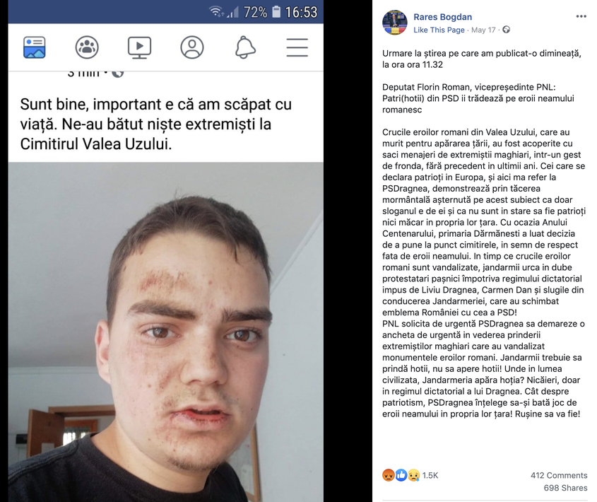 Sursa: pagina de Facebook a lui Rareș Bogdan.