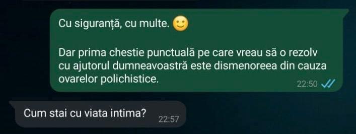 Captură ecran din discuția Claudiei cu profesorul Ion Duvac