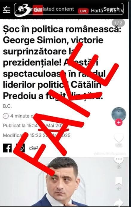 Pagini false semnalate de MAI