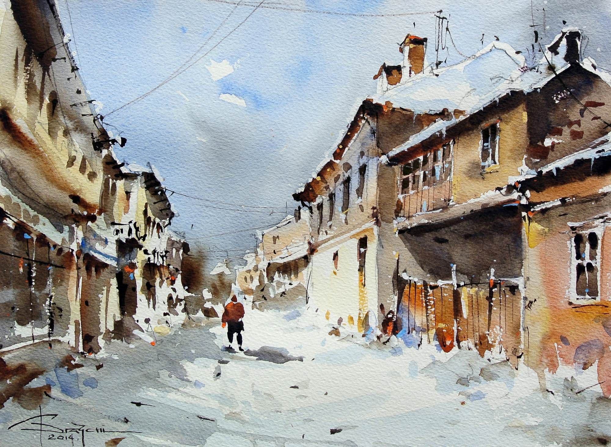 Peisaj citadin de iarnă.