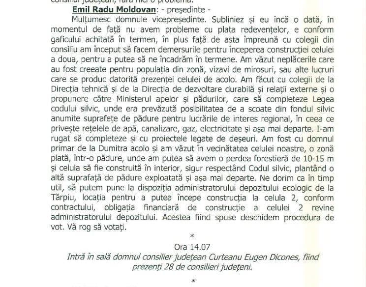 Facsimil din procesul-verbal al ședinței CJ Bistrița-Năsăud din martie 2017. Foto: portalbn.ro