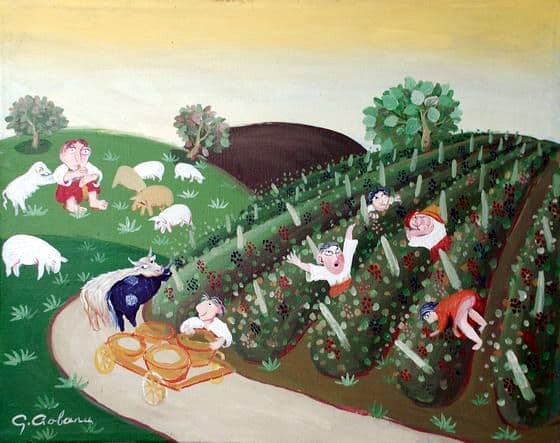 „La culesul viei”, de Gheorghe Ciobanu. Sursa: ciobanu-art.com