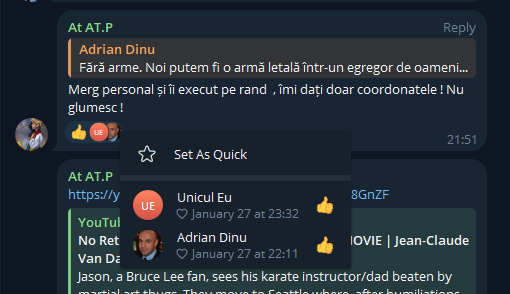 Colega de mișcare a lui Borg Emperor îi cere Comandamentului „Vlad Țepeș” coordonatele dușmanilor. Captură de ecran via Telegram