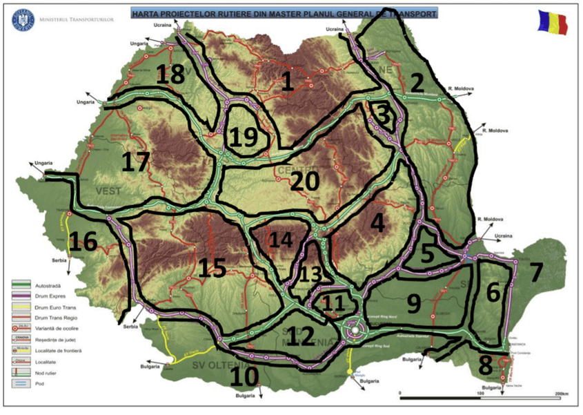 Harta proiectelor rutiere din Masterul Planul General de Transport Foto: Mihai Pop