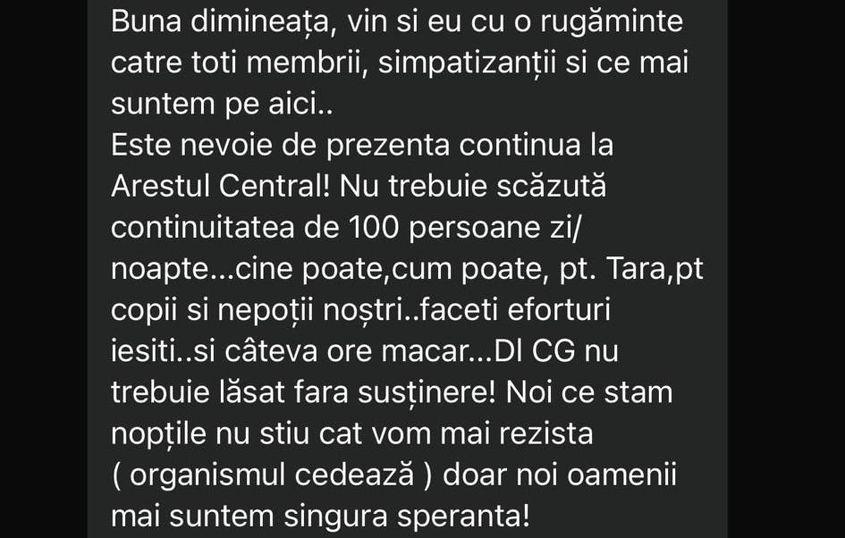 O parte din mesajul apărut pe grupul AUR.