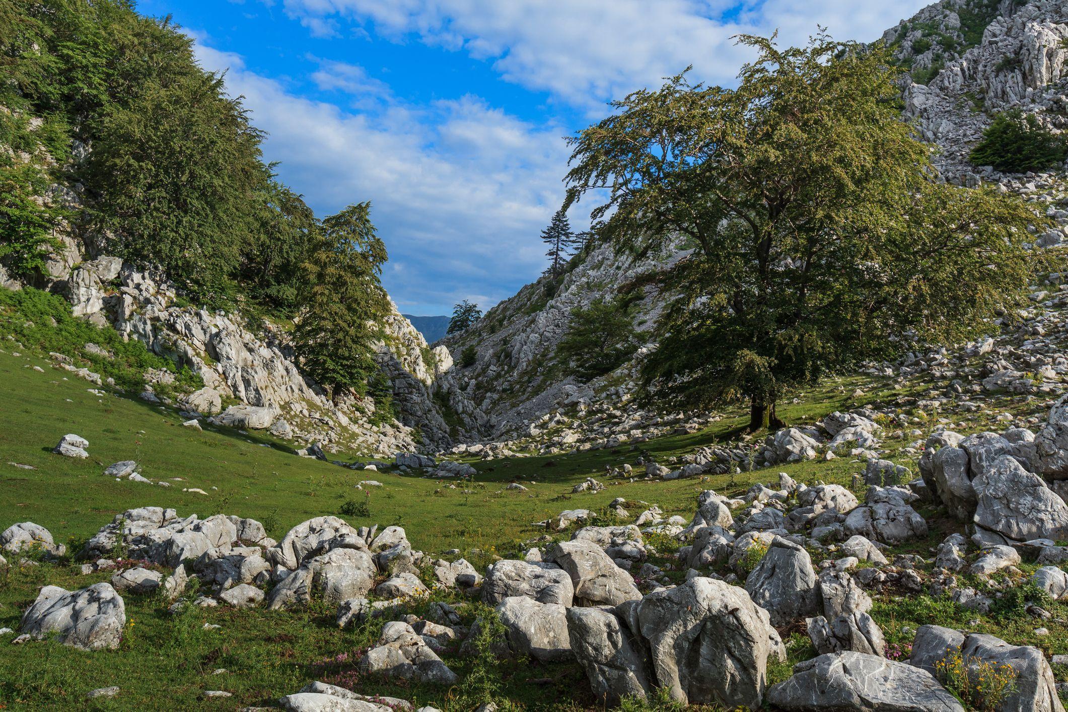 Munții Mehedinți sunt numai potriviți pentru un sequel la Lord of the Rings. Foto: Porojnicu - <a target="_blank" href="https://www.dreamstime.com/stock-photo-mehedinti-mountains-landscape-romania-europe-image50999955" target="_blank" rel="noreferrer noopener">Dreamstime.com</a>