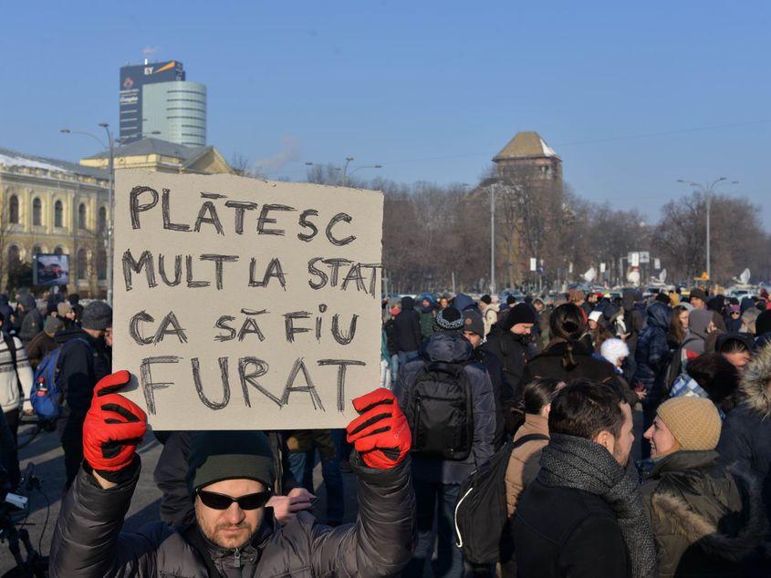 Protestatar din Piața Victoriei, 2019 Foto: Lucian Muntean